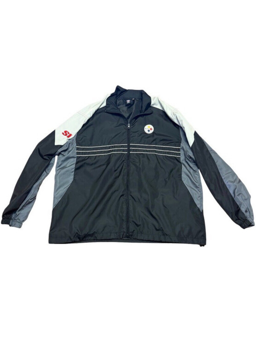 Vintage Reebok NFL Pittsburgh Steelers Full Zip Rain Jacket XXL Black/Gray White